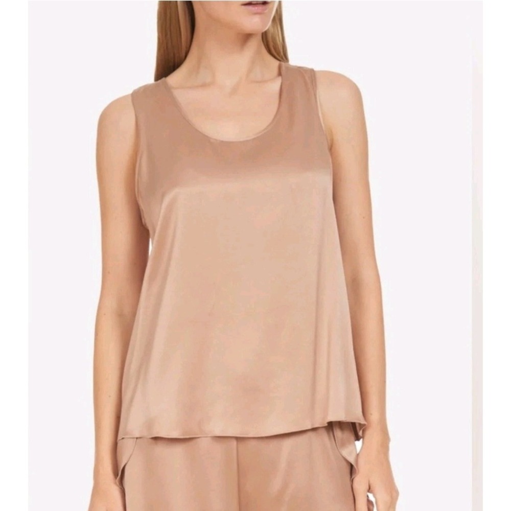 Lunya Washable Silk Tank Top Womens Medium Pink Open Back Sleeveless Loungewear